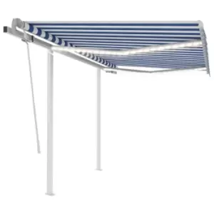 image of Vidaxl Manual Retractable Awning With LED 3X2.5 M Blue And White