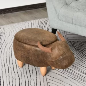 image of HOMCOM PU Leather Upholstered Cow Storage Stool Brown