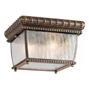 Image of Outdoor IP44 2 Bulb Flush Light Brushed Bronze LED E14 40W