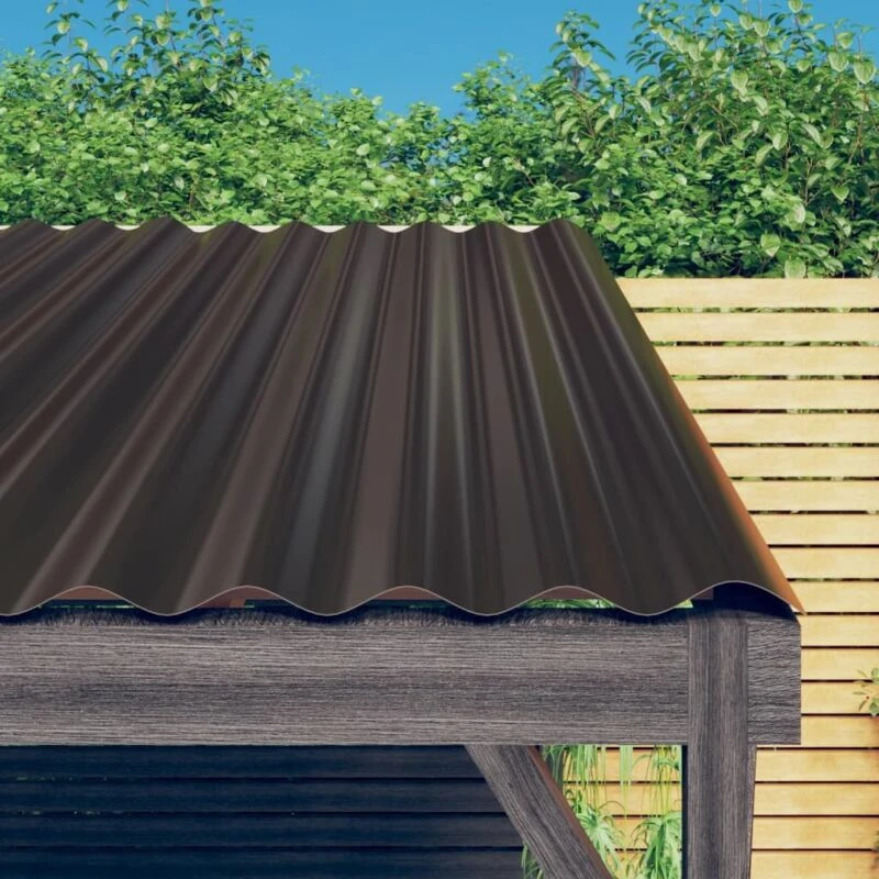 Image of vidaXL Roof Panels 36 Pcs Powder-coated Steel Brown 80X36cm, Brown 319140
