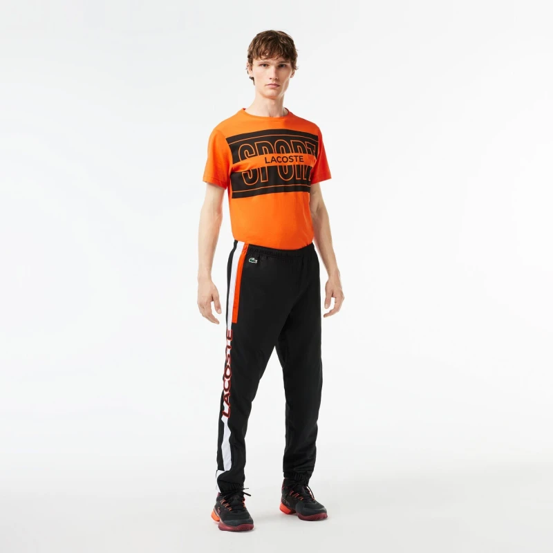 Image of Lacoste Mens Slim Fit Joggers Black/White male S
