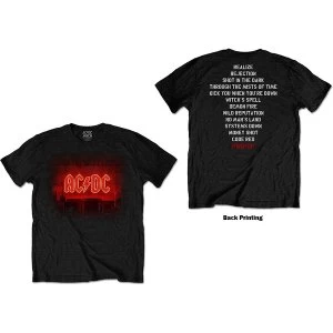 Image of AC/DC - Dark Stage/Tracklist Unisex Large T-Shirt - Black