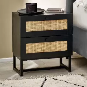 image of Julian Bowen Padstow 2 Drawer Bedside Table Black