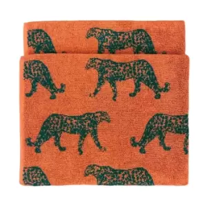 Image of Furn. Leopard Cotton Jacquard Bath Towel Orange