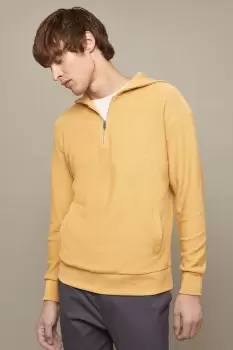 Image of Mens Relaxed Twill Quarter Zip Hoodie