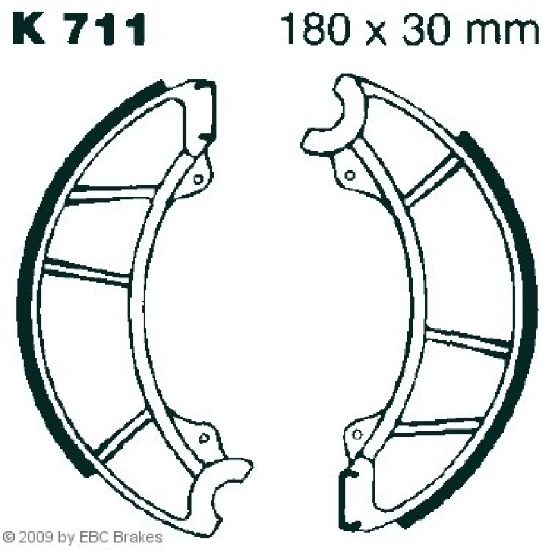 Image of EBC Brakes K711 Brake Shoes Front, Ø: 180mm Brake Shoe Set (70)