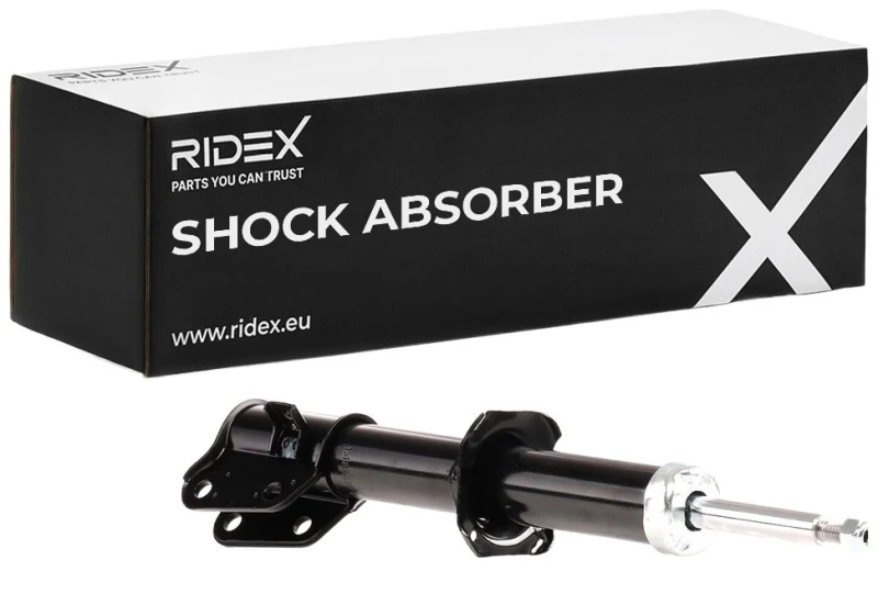 Image of RIDEX 854S0630 Shock absorber Front Axle Right, Gas Pressure, Suspension Strut, Bottom Clamp Shock Absorber (854)