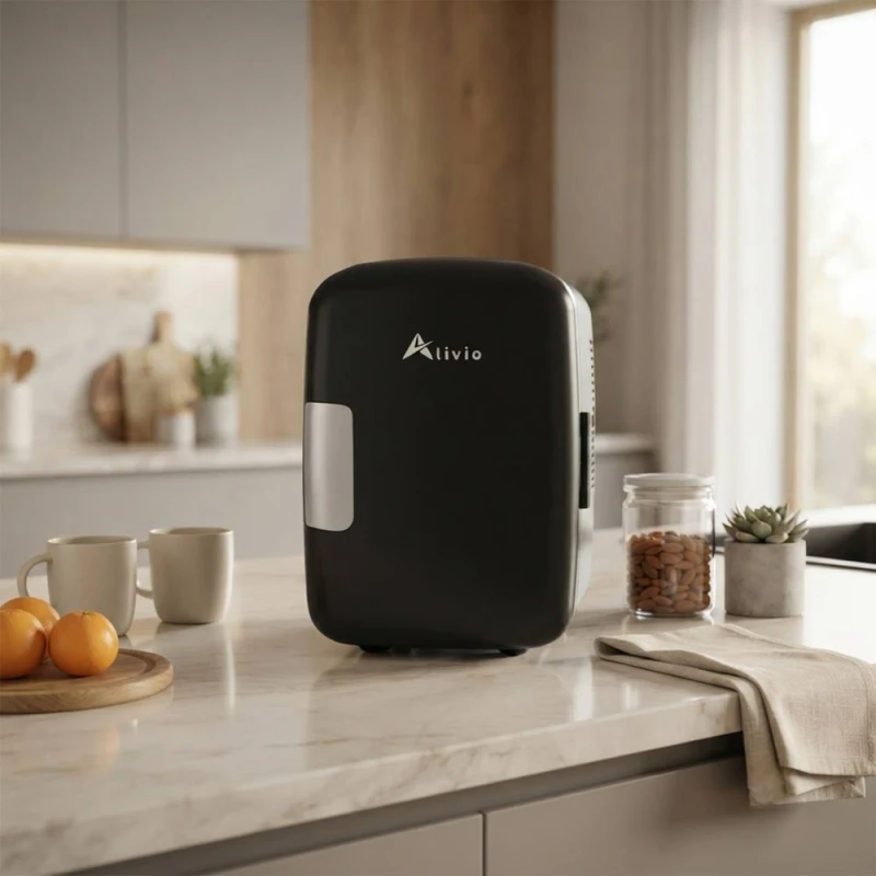 Image of Alivio 4L Portable Mini Fridge for Skincare, Drinks, Compact Personal Refrigerator in Black Unisex