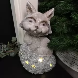 Image of 41cm Battery Lit Christmas Magnesia Fox on Ivy Leaf Tail with Warm White LEDs