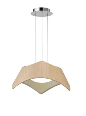 image of Maui Ceiling Pendant 3 Light E27, Beech, Polished Chrome