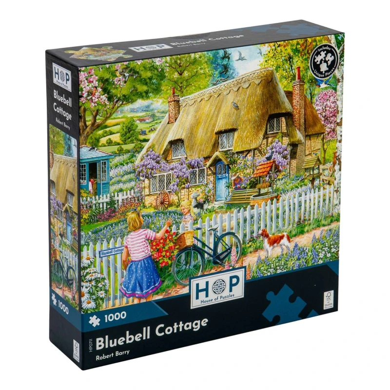 Image of The House Of Puzzles Bluebell Cottage 1000 Piece Jigsaw Puzzle Size: 1000 Pieces Multicolor Unisex 1000 Pieces