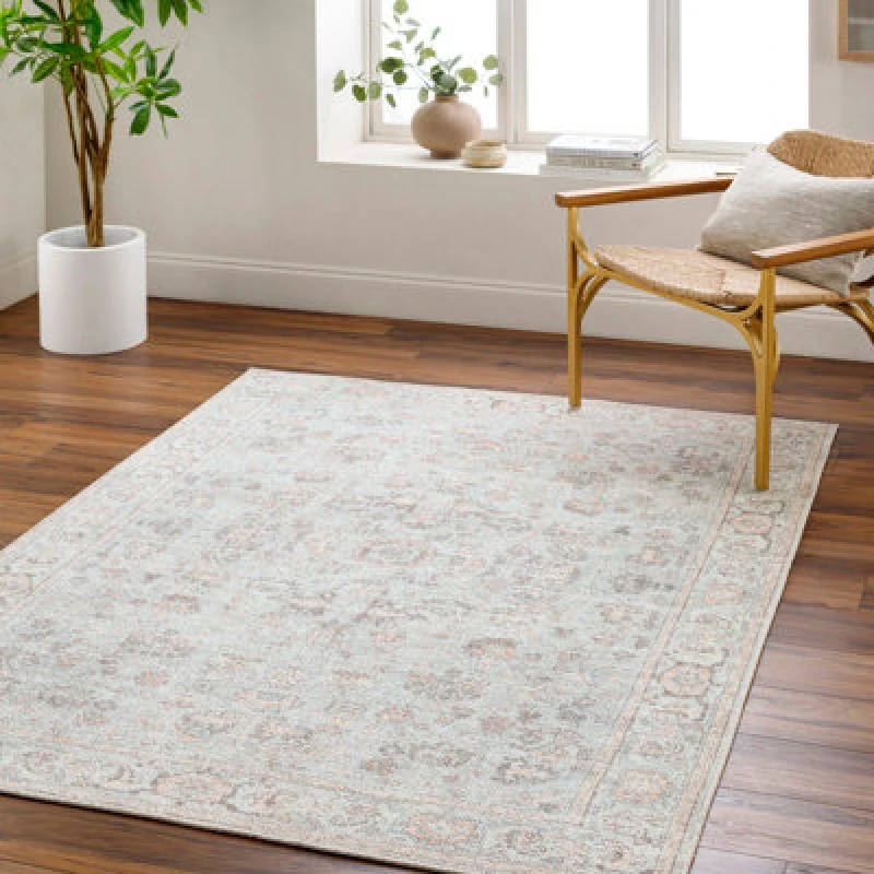 Image of Our Pnw Home X Livabliss Vintage Oriental Boho Grey/tan Olympic Area Rug 160 X 213cm - Easy Care, Ideal For Living Room & Bedroom