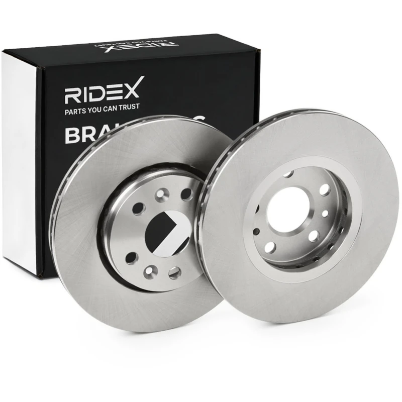Image of RIDEX 82B0723 Brake disc Front Axle, Vented, Cast Iron, Uncoated, Untreated, without bolts/screws Cast Iron Brake Disc (82)