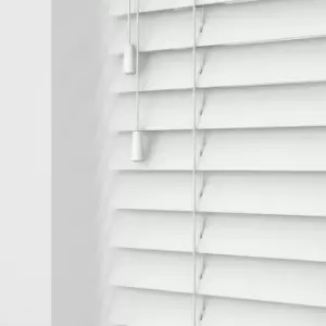 Image of Wooden Venetian Blinds With Strings Ultra White