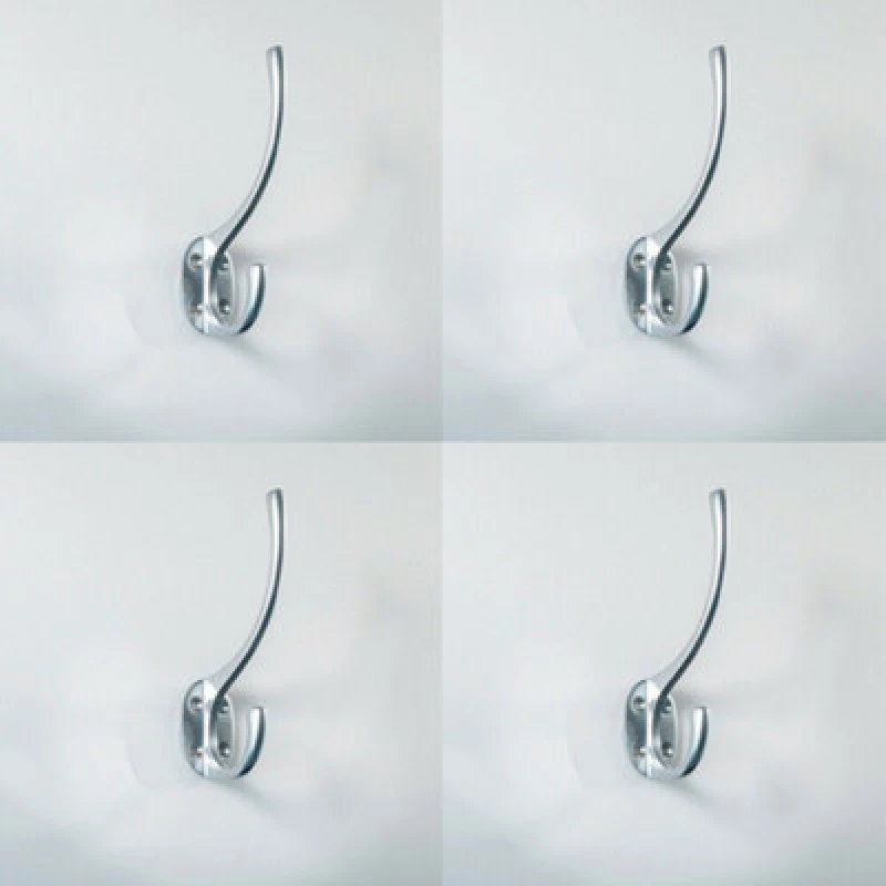 Image of Loops 4x Victorian Hat & Coat Hook on Oval Backplate 64mm Projection Satin Chrome Multi