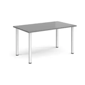 image of Rectangular silver radial leg meeting table 1400mm x 800mm - onyx grey