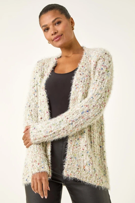 Image of Roman Fluffy Sparkle Cardigan Natural