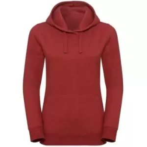 image of Russell Ladies Authentic Melange Hoodie (L) (Brick Red Melange)