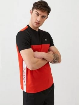 Lacoste Sports Lacoste Sports Colour Block Tech Side Logo T-Shirt, Red/Black, Size 6=Xl, Men