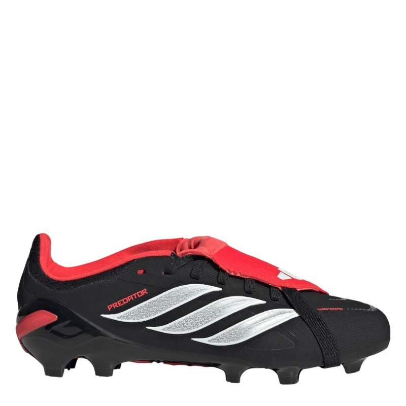 Image of adidas Kids Predator Elite Firm Ground Fold Over Tongue Football Boots Black/Red male C10 (28)