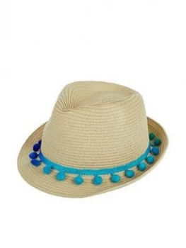 image of Monsoon Girls Pom-Pom Trilby Hat - Natural