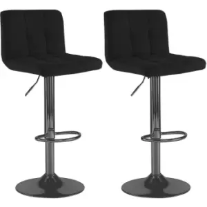 image of Neodirect - Black 2x Fabric Cuban Swivel Bar Stools with a Matt Black Legs