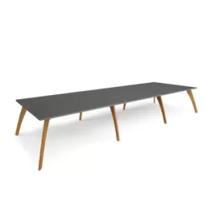 Image of Enable worktable 4800mm x 1600mm deep with eight solid oak legs - onyx grey