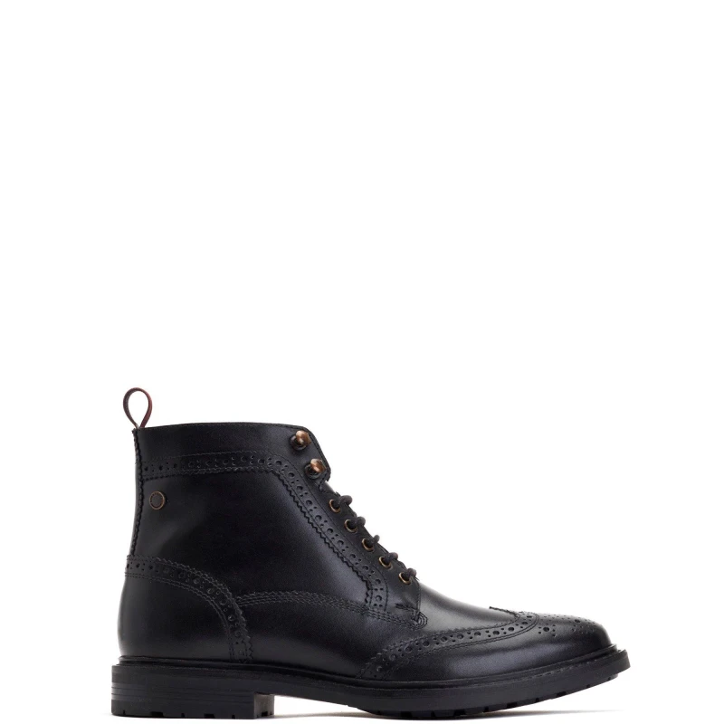Image of Base London Mens Dealer Leather Brogue Boots UK Size 7 (EU 41) Black BAS366-BLACK-7