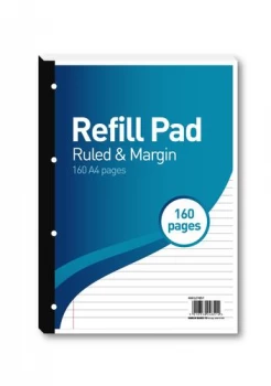 image of Hamelin 8mm RuledMargin Refill Pad A4 80 Sheet Pack of 5 400127657