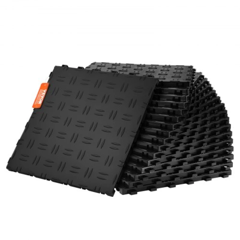 Image of MOPHORN Mophorn - vevor Garage Tiles Interlocking, 12 x 12 x 0.53 inch 25 Pack Garage Floor Covering Tiles, Non-Slip Double-Sided Texture Garage Floor