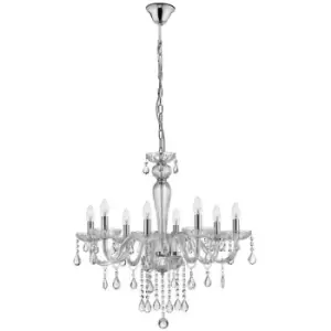 image of Netlighting Merano Chicago 8 Light Multi Arm Chandelier Chrome Aluminium Glass,