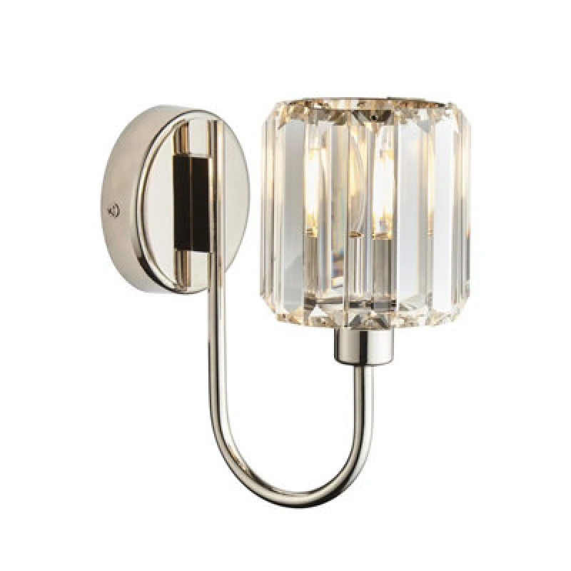 Image of Luminosa Lighting Luminosa Berenice Glass Shade Wall Lamp Bright Nickel