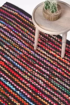Image of Handwoven Recycled Chindi Folk Hall Runner, 66 x 200 cm