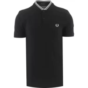 image of Fred Perry Black Bomber Collar Pique Polo Shirt