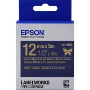 image of Epson LK-4HKK Gold on Blue Labelling Tape 12mm x 9m