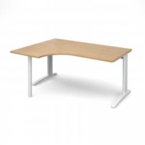 image of TR10 Left Hand Ergonomic Desk 1600mm - White Frame Oak Top