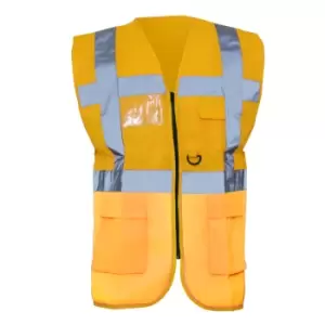 image of Yoko Hi-Vis Premium Executive/Manager Waistcoat / Jacket (Pack of 2) (M) (Hi Vis Orange)