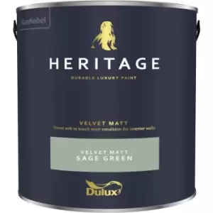 Image of Dulux Heritage Velvet Matt Sage Green Matt Emulsion Paint 2.5L