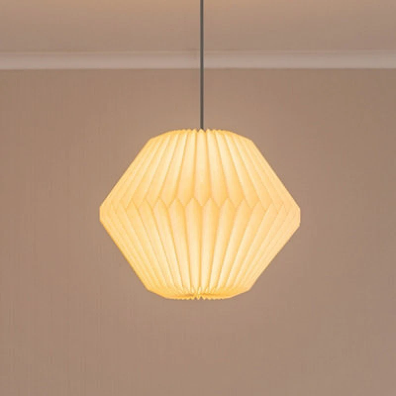 Image of ValueLights Astrid Geometric Origami Hexagon Paper Pleated Easy Fit Lamp Shade White