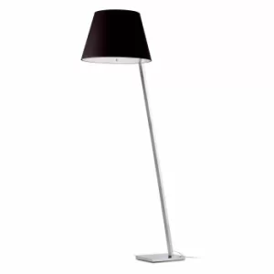 image of Moma 1 Light Floor Lamp Chrome with Black Shade, E27