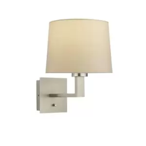 Image of Wall Light Matt Nickel Plate & Taupe Fabric 60W E27 GLS Dimmable e10491