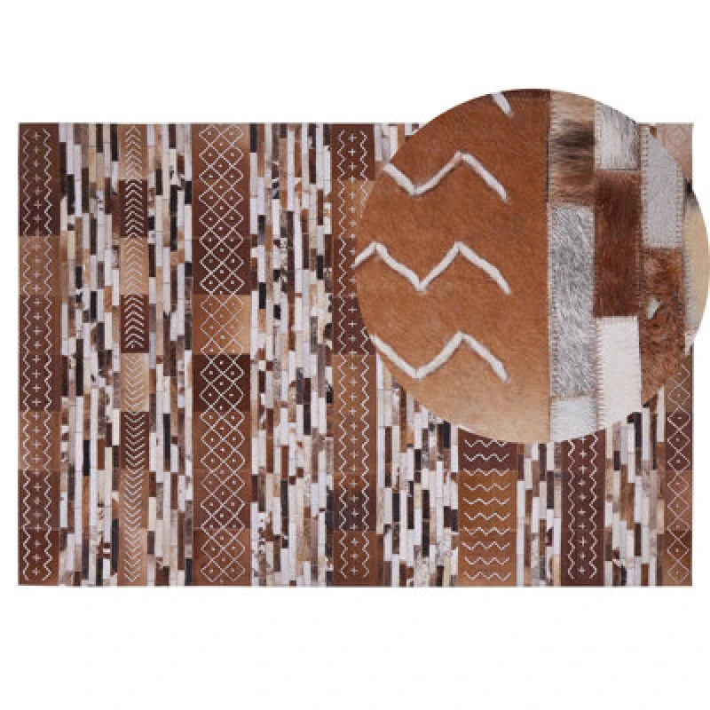 Image of Beliani Rug Herekli Brown 140 X 200 Cm Leather