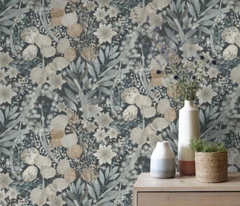 Image of Erismann Wallpaper Secret Grove Deep Blue