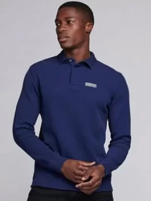 Barbour International Honeycomb Pique L/s Polo, Blue, Size 2XL, Men