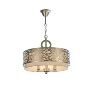 Image of Venera Cylindrical Ceiling Pendant Lamp Brass, 3 Light, E14