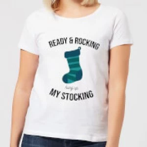 image of Ready & Rocking Hung Up My Stocking Womens Christmas T-Shirt - White - 3XL