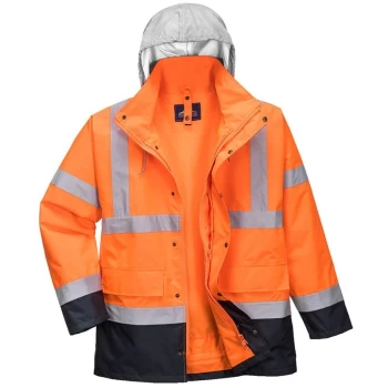 Image of Portwest - S471ONRL - sz L Hi-Vis 4-in-1 Contrast Traffic Jacket - Orange/Navy