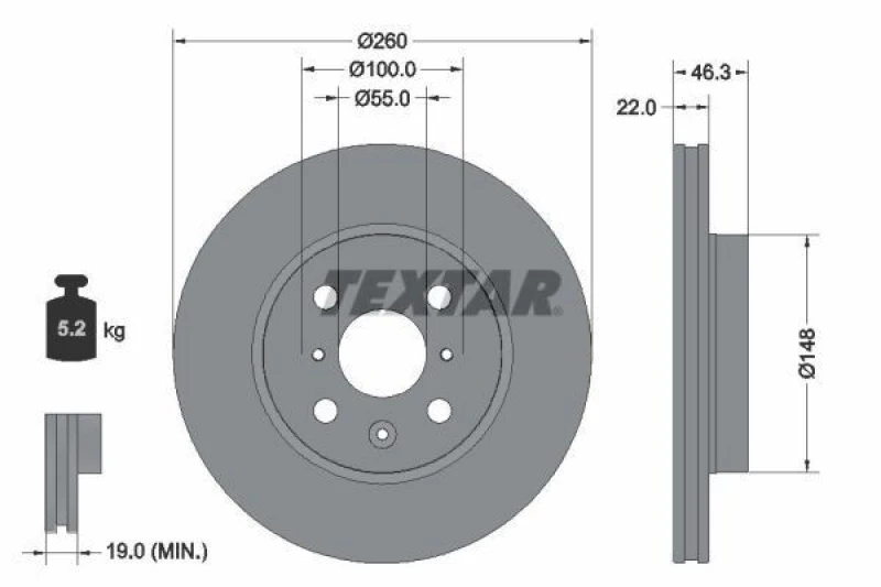 Image of Brake disc TEXTAR 92346103