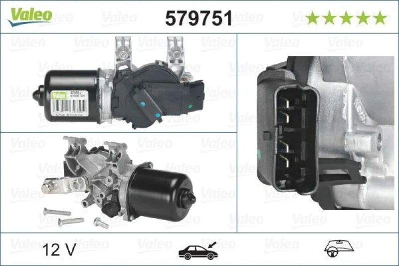 Image of VALEO 579751 Wiper Motor Original PART, Front, for left-hand drive vehicles Wiper Motor (295)