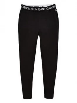 Image of Calvin Klein Jeans Girls Logo Waistband Leggings - Black, Size Age: 16 Years, Women